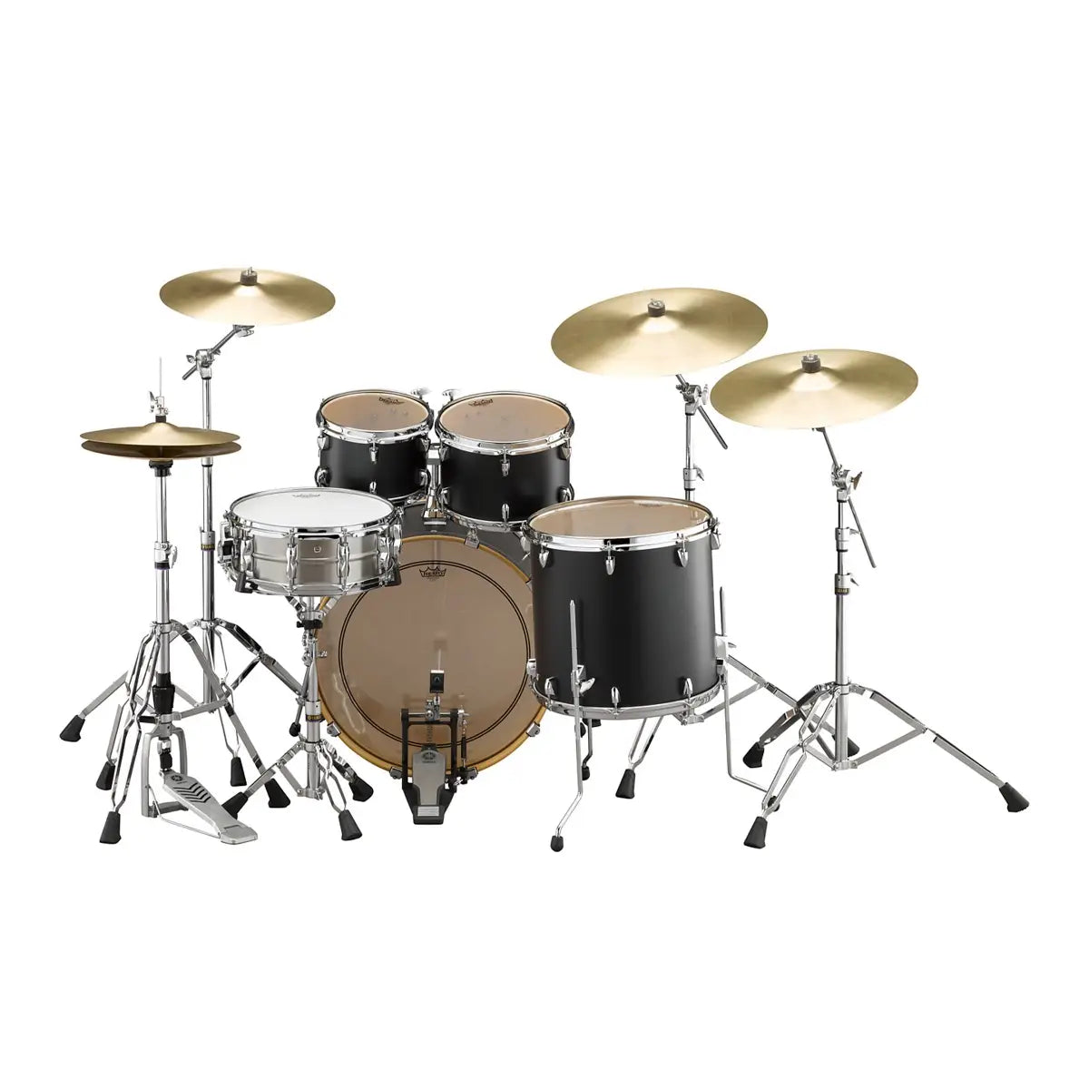Custom 6pc Drum Kit-Flat Black w-Satin Chrome Hardware