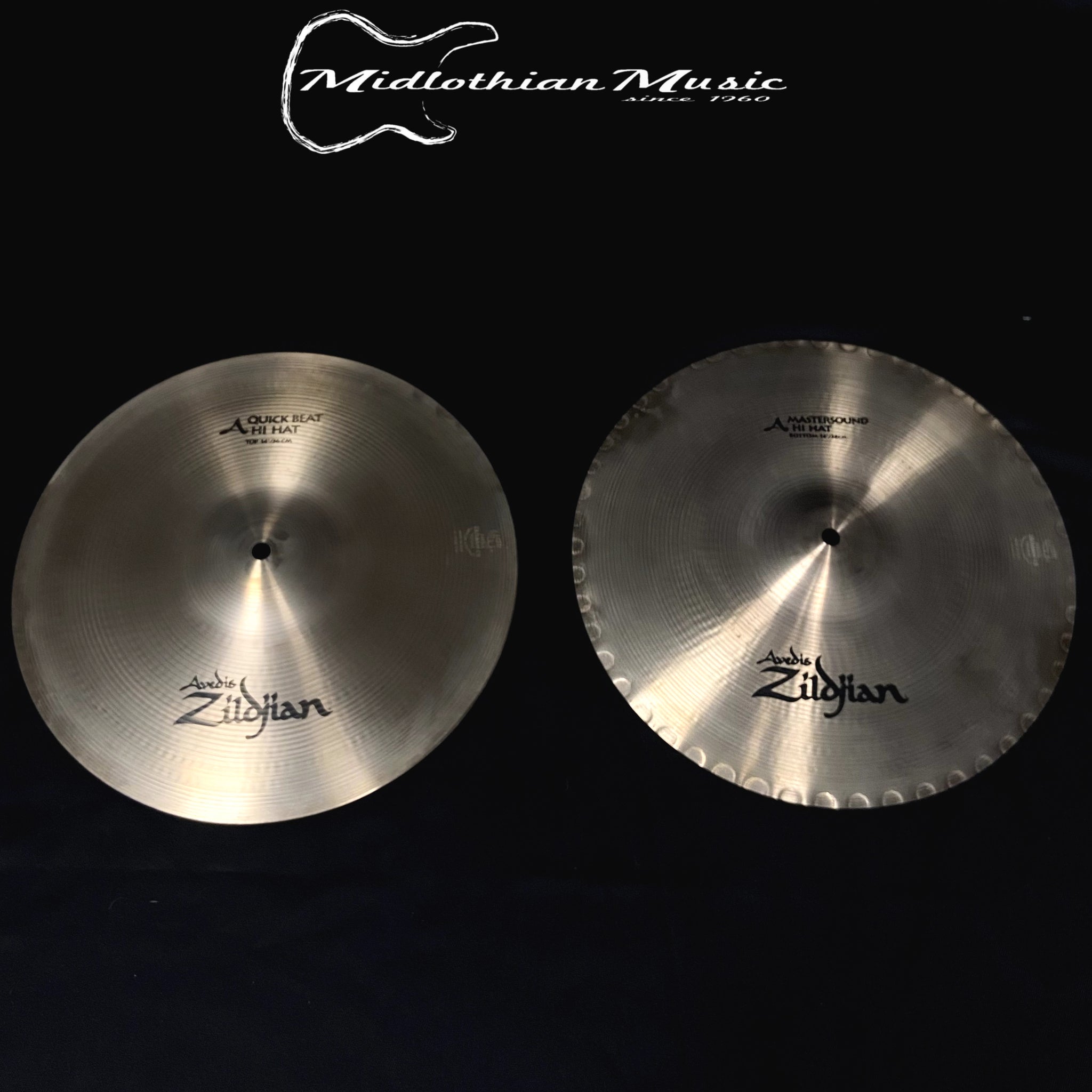 Zildjian Avedis A - 14" MasterSound & Quick Beat Hi-Hats (Top & Bottom) - Excellent! - USED