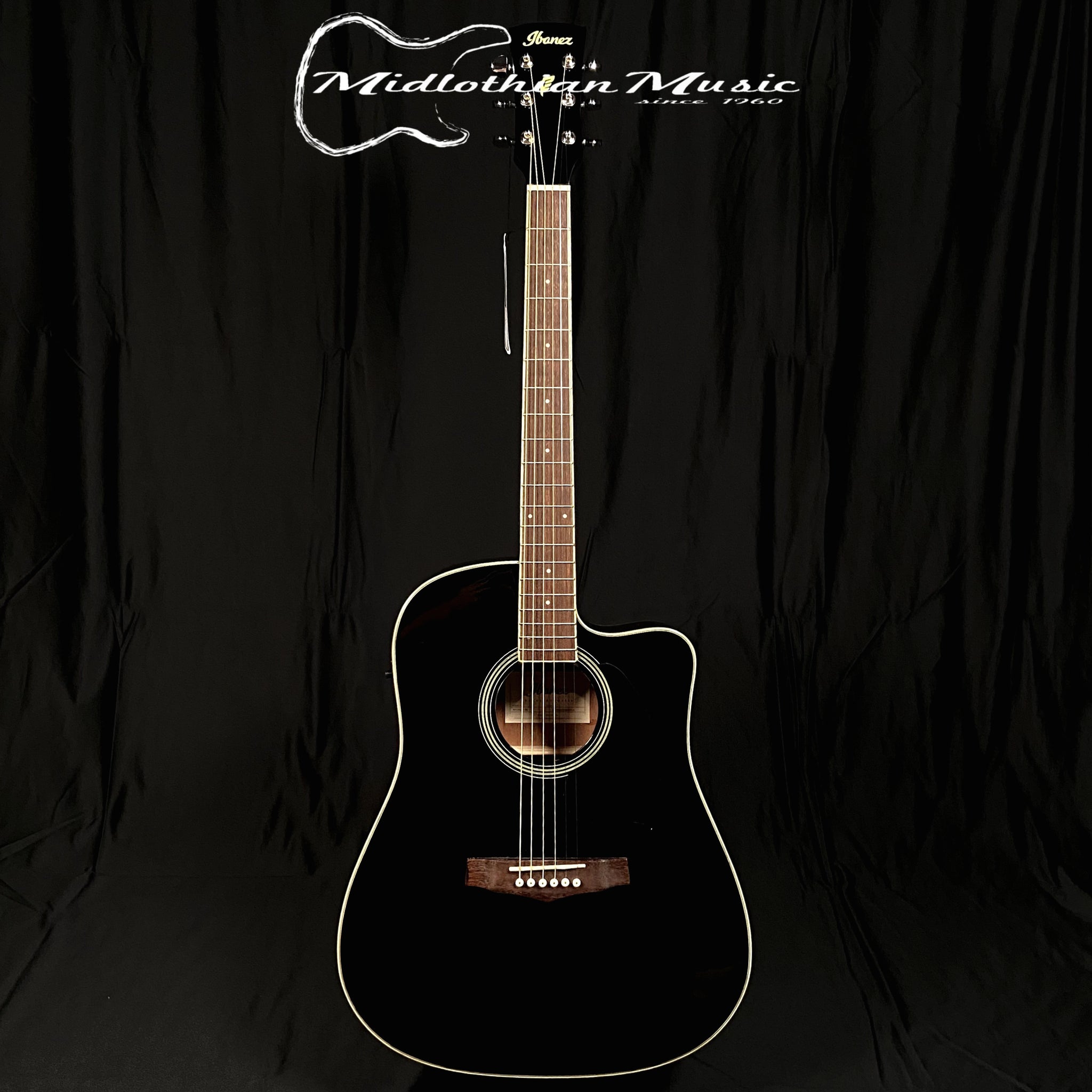 Ibanez PF15ECE - Dreadnought Acoustic-Electric Guitar - Gloss Black Finish