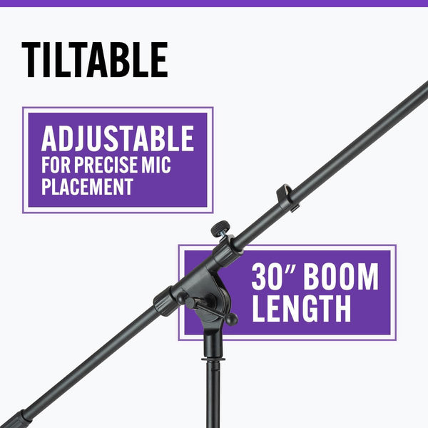 OnStage - MS7701B - Tripod Microphone Boom Stand - Black Finish