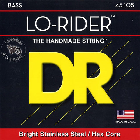 DR Strings - Lo-Rider - Stainless Steel Hex Core Bass Guitar Strings 45-105 (1 Pack) (MH-45)