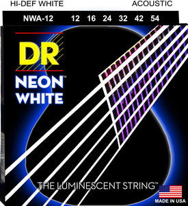 DR - NWA-12 - 6-String Acoustic Guitar Strings - Hi-Def White Neon (1 Pack)