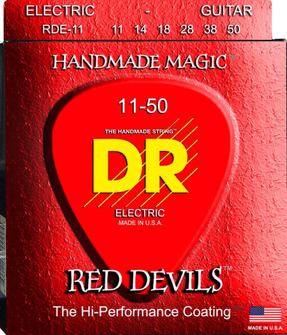 DR Strings Red Devils - Red Coated Electric Guitar Strings - 11-50 Gauge (1 Pack) (RDE-11)