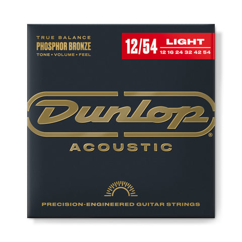 Dunlop Acoustic Guitar Strings - 12/54 Light - Phosphor Bronze - DAP1254 (1 Pack)