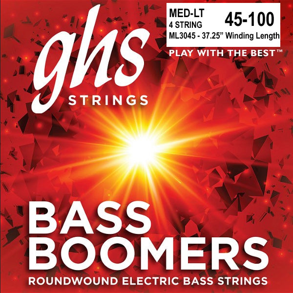 GHS - ML3045 - Bass Boomers Roundwound 4-String Electric Bass Strings - 45-100 - Med-Light (37.25") (1 Pack)