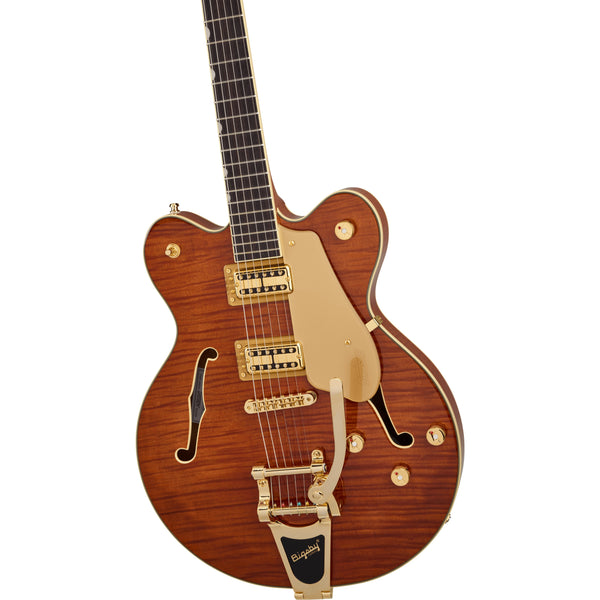 Gretsch - PRE-ORDER! ~ Electromatic LTD Flame Okoume Broadkaster Double-Cut w/Bigsby - Electric Guitar - Roundup Orange Stain