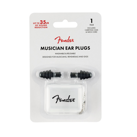 Fender Musician Series Black Ear Plugs - 1 Pair (Includes Carry Case & Neck Cord)