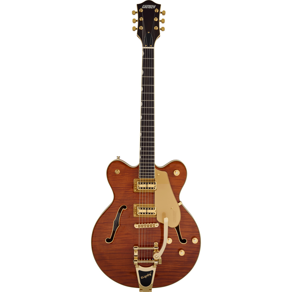 Gretsch - PRE-ORDER! ~ Electromatic LTD Flame Okoume Broadkaster Double-Cut w/Bigsby - Electric Guitar - Roundup Orange Stain