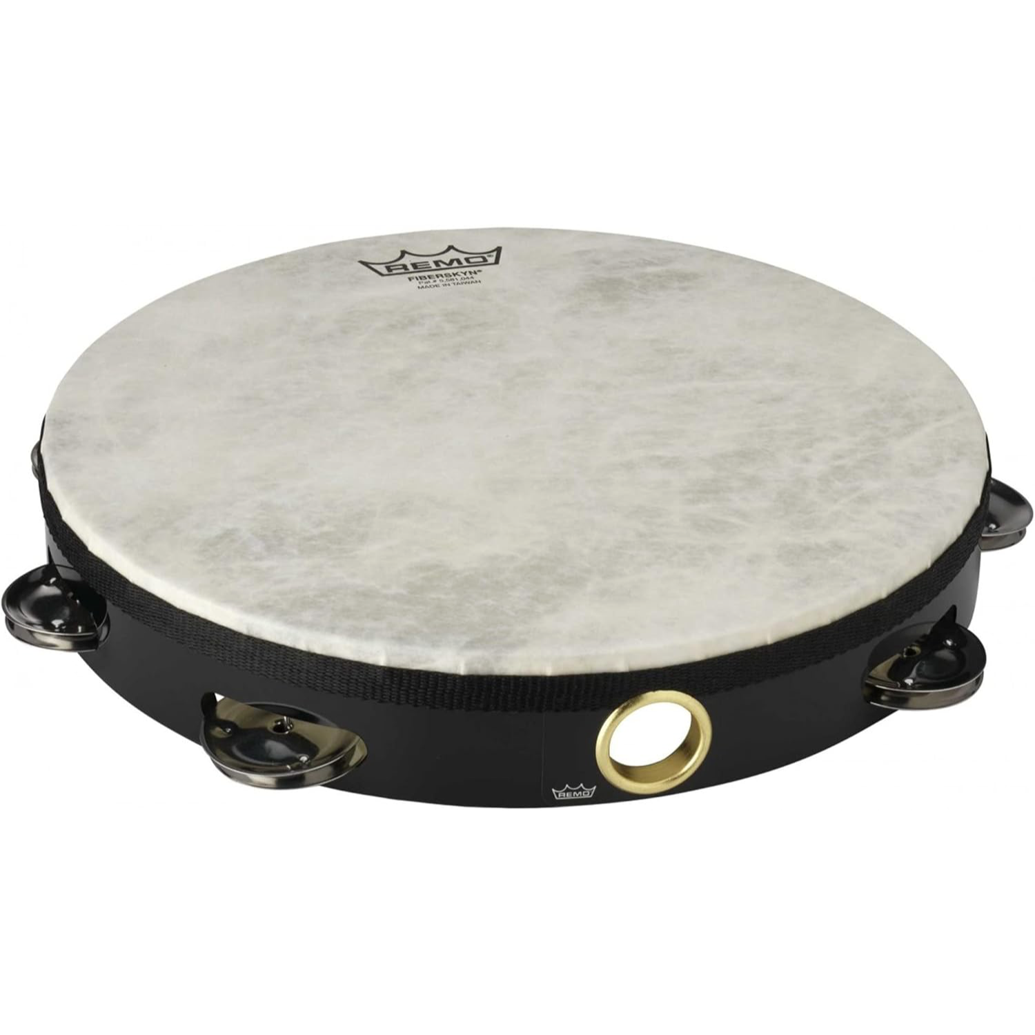 Remo Fiberskyn 10" Tambourine - Quadura Black Finish - 8 Pairs Of Jingles, 1 Row (TA-5110-70)