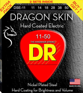 DR Strings - Dragon Skin K3 Coated - Electric Guitar Strings - DSE2-11 - 11-50 (2 Sets)