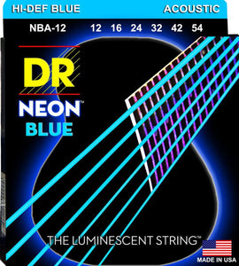 DR - NBA-12 - 6-String Acoustic Guitar Strings - Hi-Def Blue Neon (1 Pack)