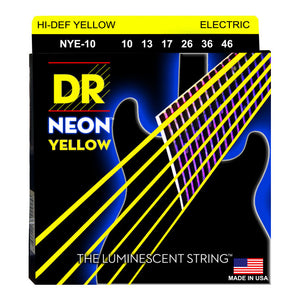 DR - NYE-10 - 6-String Electric Guitar Strings - Hi-Def Yellow Neon (1 Pack)